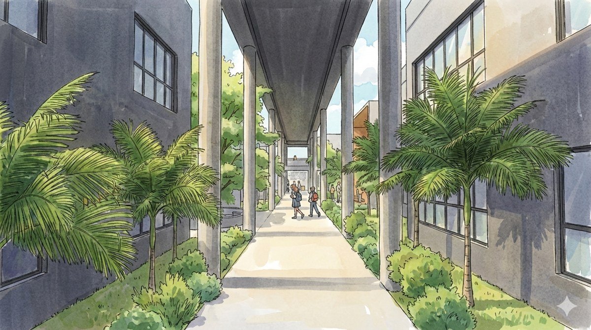Jan Path walkway, watercolor sketch